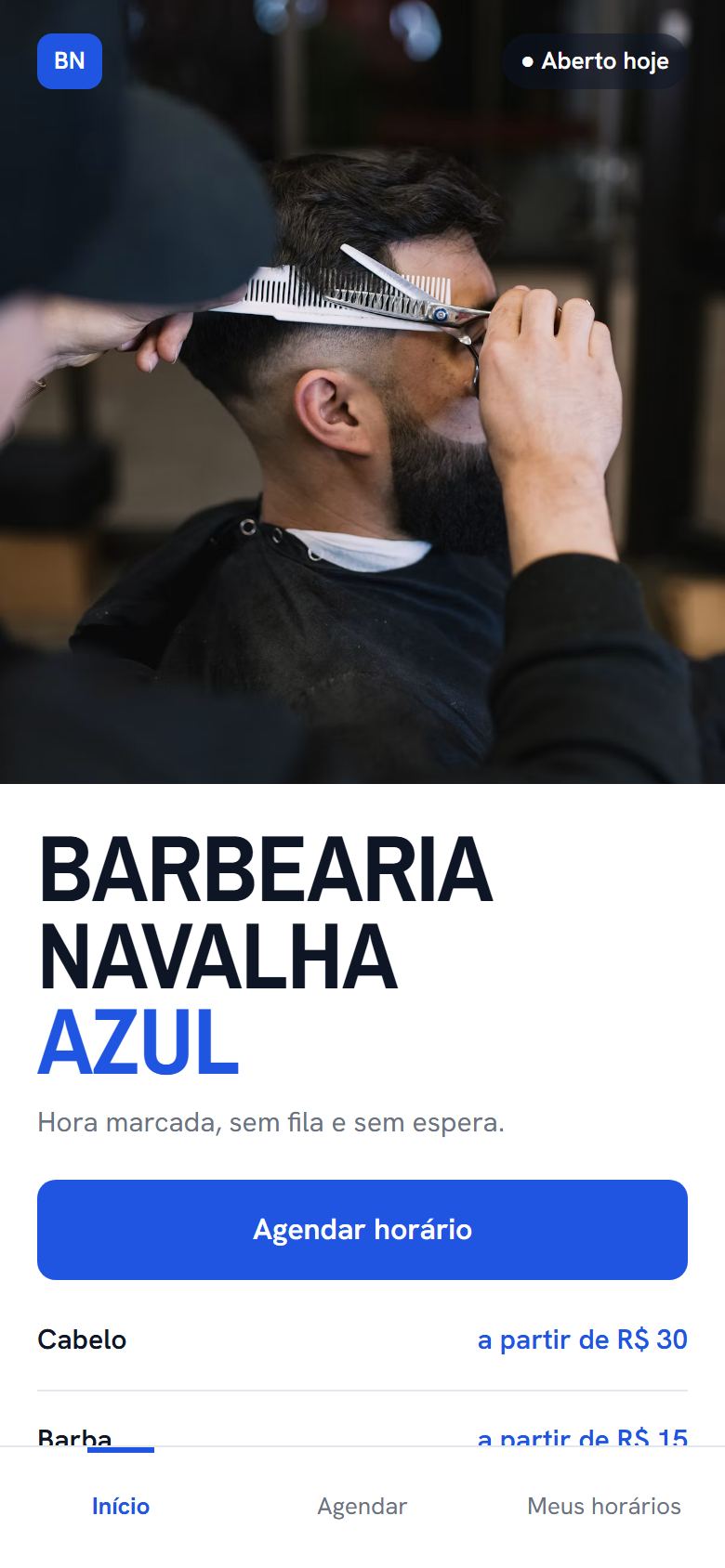 Tela do modelo Claro e Azul